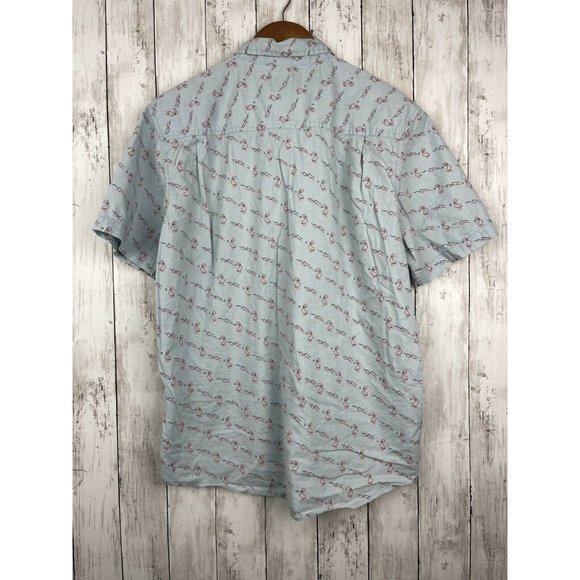 Retrofit Brand MFG Flamingo Tropical Mens Button Down Shirt Size L Large - Picture 2 of 6